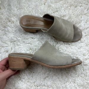 Frye Lucia Mule Tan Suede Studded Heeled Size 8.5